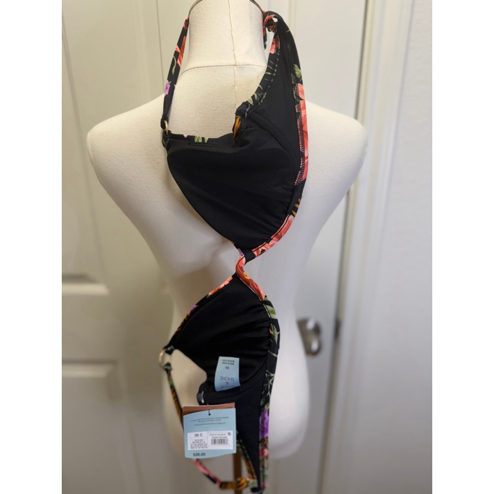 NWT Shade & Shore Tropical Floral Underwire Bikini Top 34C Adjustable Strap Swim - Picture 8 of 8